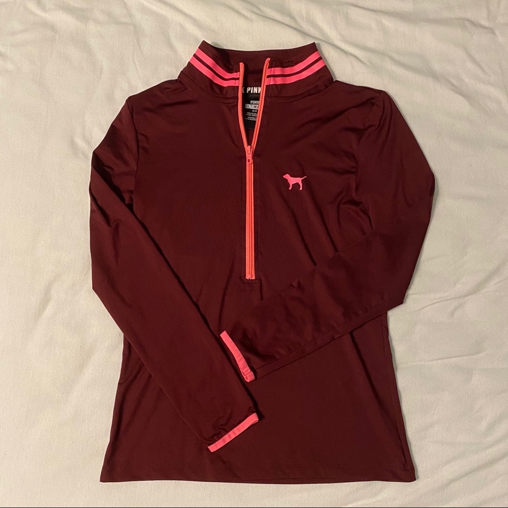 PINK Maroon Exercise Quarterzip - Picture 1 of 5
